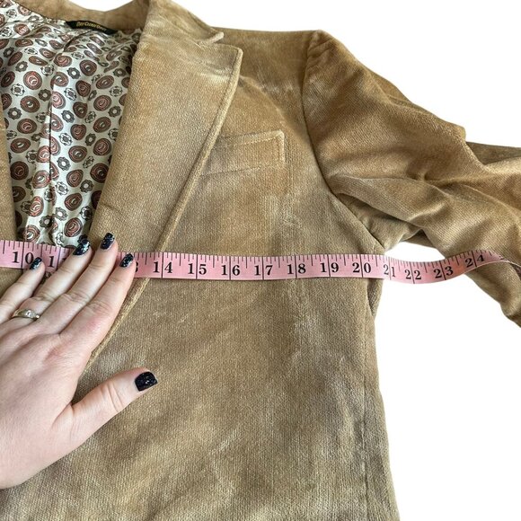 Vintage 70s Tan Corduroy Blazer 43R Elbow Patches Academiccore Jacket - Picture 9 of 10